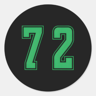 Groen Nummer 72 Team Junior Sport Genummerd Unifor Ronde Sticker