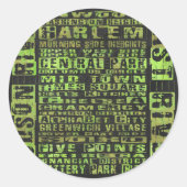 Groen NYC-buren Ronde Sticker (Voorkant)
