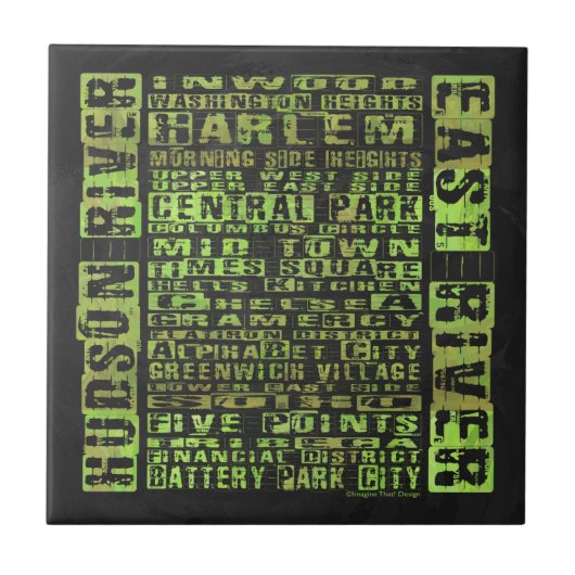 Groen NYC-buren Tegeltje (Voorkant)