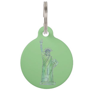 Groen NYC New York Lady Liberty Standbeeld Hondent Huisdierpenning