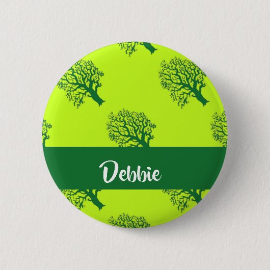 Groen oakboompatroon ronde button 5,7 cm (Voorkant)