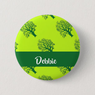 Groen oakboompatroon ronde button 5,7 cm