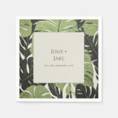 Groen oerwoud bladeren, vet en modern, bruiloft servet (Voorkant)