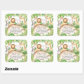 Groen Oerwoud Dieren 1e Verjaardag Baby shower Vierkante Sticker (Vel)