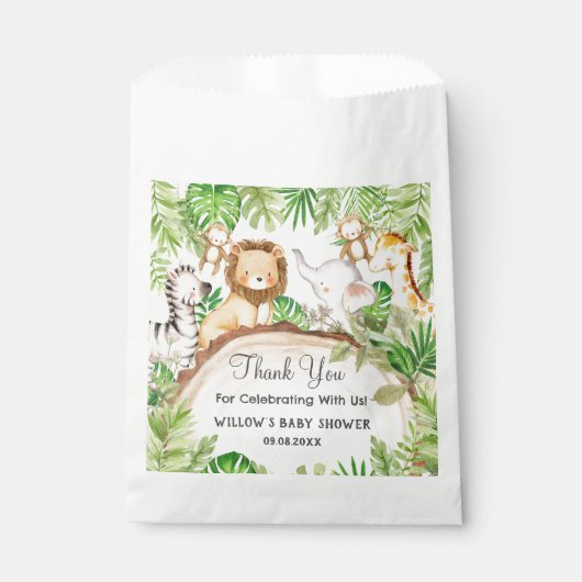 Groen Oerwoud Dieren Baby shower 1e Verjaardag Bedankzakje (Voorkant)