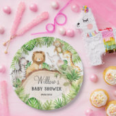Groen Oerwoud Dieren Baby shower 1e Verjaardag Papieren Bordje (Feest)