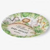 Groen Oerwoud Dieren Baby shower 1e Verjaardag Papieren Bordje (Gekanteld)