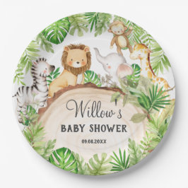 Groen Oerwoud Dieren Baby shower 1e Verjaardag Papieren Bordje
