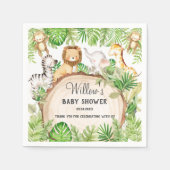 Groen Oerwoud Dieren Baby shower 1e Verjaardag Servet (Voorkant)