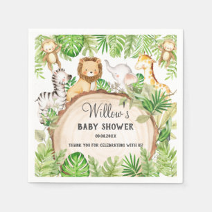Groen Oerwoud Dieren Baby shower 1e Verjaardag Servet