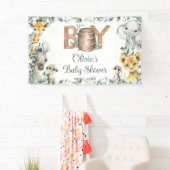 Groen Oerwoud Dieren Baby shower Achtergrond Spandoek (Insitu)