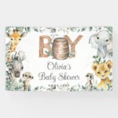Groen Oerwoud Dieren Baby shower Achtergrond Spandoek (Horizontaal)