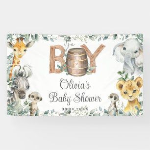 Groen Oerwoud Dieren Baby shower Achtergrond Spandoek