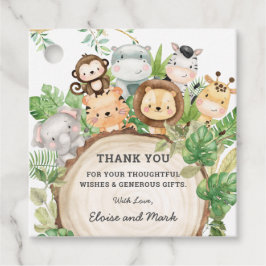 Groen Oerwoud Dieren Baby shower Dank u Favo Bedankjes Labels