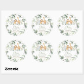 Groen Oerwoud Dieren Baby shower Dank u Ronde Sticker (Vel)