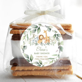 Groen Oerwoud Dieren Baby shower Dank u Ronde Sticker