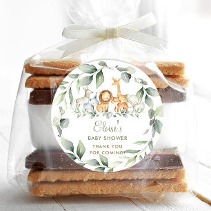 Groen Oerwoud Dieren Baby shower Dank u Ronde Sticker