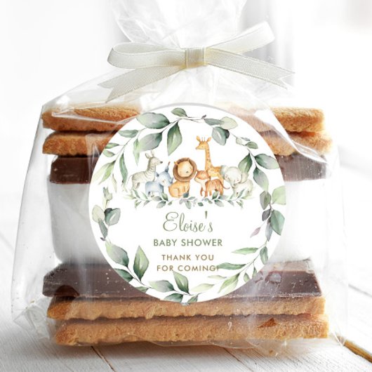 Groen Oerwoud Dieren Baby shower Dank u Ronde Sticker