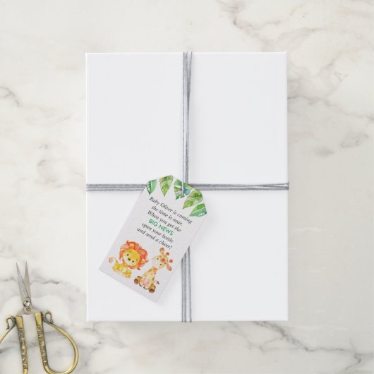 Groen Oerwoud Dieren Baby shower Mini flesje Favor Cadeaulabel (Met Touw)