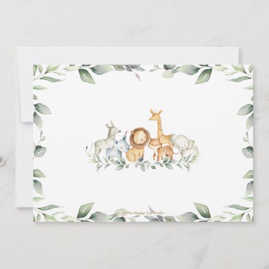 Groen Oerwoud Dieren Baby shower Verjaardag Bedankkaart (Achterkant)