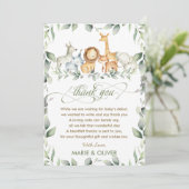 Groen Oerwoud Dieren Baby shower Verjaardag Th Bedankkaart (Staand voorkant)