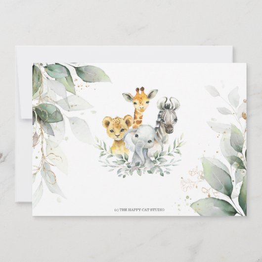 Groen Oerwoud Dieren Doop Dank u kaart (Achterkant)