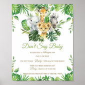 Groen Oerwoud Dieren Douche Zeg niet Baby Game Poster (Voorkant)