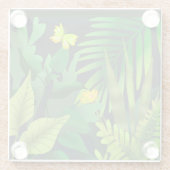 Groen oerwoud met vlinders glazen onderzetter (Achterkant)