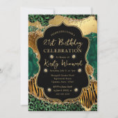 Groen Oerwoud Safari Glitter Agate 21st Birthday Kaart (Voorkant)