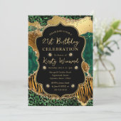 Groen Oerwoud Safari Glitter Agate 21st Birthday Kaart (Staand voorkant)