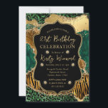 Groen Oerwoud Safari Glitter Agate 21st Birthday Kaart<br><div class="desc">Een prachtige elegante groene en goudglitteragatachtergrond met palmbladeren,  tijgerstrepen en luipspuiten,  gedrukt en  lijst</div>