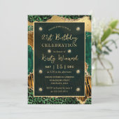 Groen Oerwoud Safari Glitter Agate 21st Birthday Kaart (Staand voorkant)