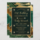 Groen Oerwoud Safari Glitter Agate 21st Birthday Kaart (Voorkant / Achterkant)