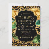 Groen Oerwoud Safari Glitter Agate 21st Birthday Kaart (Voorkant)
