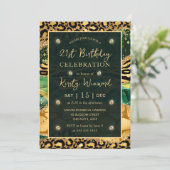 Groen Oerwoud Safari Glitter Agate 21st Birthday Kaart (Staand voorkant)