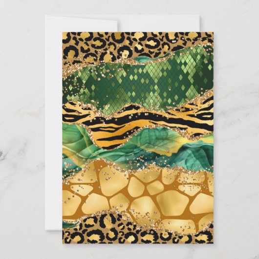 Groen Oerwoud Safari Glitter Agate 21st Birthday Kaart (Achterkant)