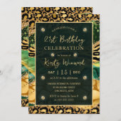 Groen Oerwoud Safari Glitter Agate 21st Birthday Kaart (Voorkant / Achterkant)