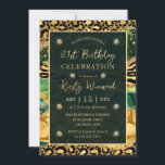 Groen Oerwoud Safari Glitter Agate 21st Birthday Kaart<br><div class="desc">Een prachtige elegante groene,  oranje en goudglitteragatachtergrond met tijgerstrepen,  slangen en giraferspots</div>