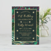 Groen Oerwoud Safari Glitter Agate 21st Birthday Kaart (Staand voorkant)