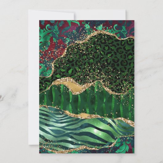 Groen Oerwoud Safari Glitter Agate 21st Birthday Kaart (Achterkant)