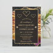 Groen Oerwoud Safari Glitter Agate Wedding Kaart (Staand voorkant)