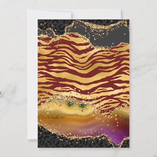 Groen Oerwoud Safari Glitter Agate Wedding Kaart (Achterkant)