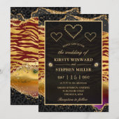 Groen Oerwoud Safari Glitter Agate Wedding Kaart (Voorkant / Achterkant)