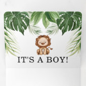 Groen Oerwoud Safari Wild Animal Boy Baby shower Drieluik Aankondiging (Binnenzijde eerst)