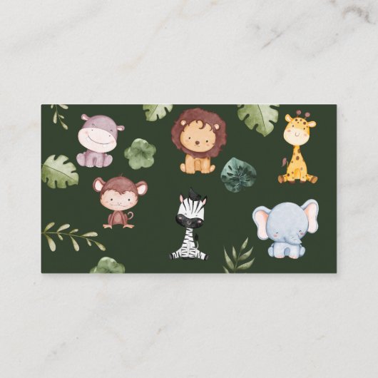 Groen oerwoud Safari Wilde Dieren Luierloterij Informatiekaartje (Achterkant)