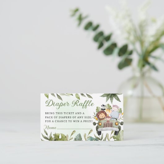 Groen oerwoud Safari Wilde Dieren Luierloterij Informatiekaartje (Staand voorkant)