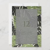 Groen oerwouden blad, vet en modern tafelnummer (Achterkant)