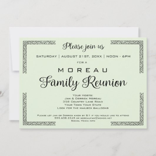 Groen of een kleur familie reünie uitnodiging (Voorkant)