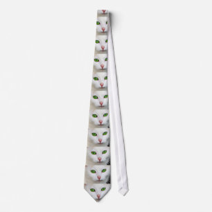 Groen Ogen Witte Kat Necktie Stropdas