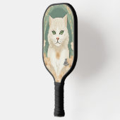 Groen-ogige kat gepersonaliseerde pickleball paddl pickleball paddle (Links)